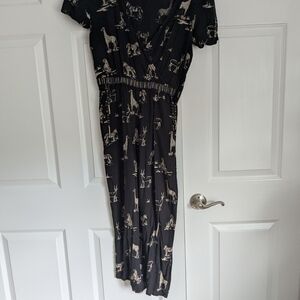 Black Animal Printed Women's Jumpsuit